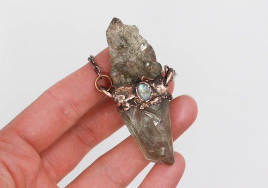 Prasiolite, Smoky Alpine Quartz & Moonstone Necklace