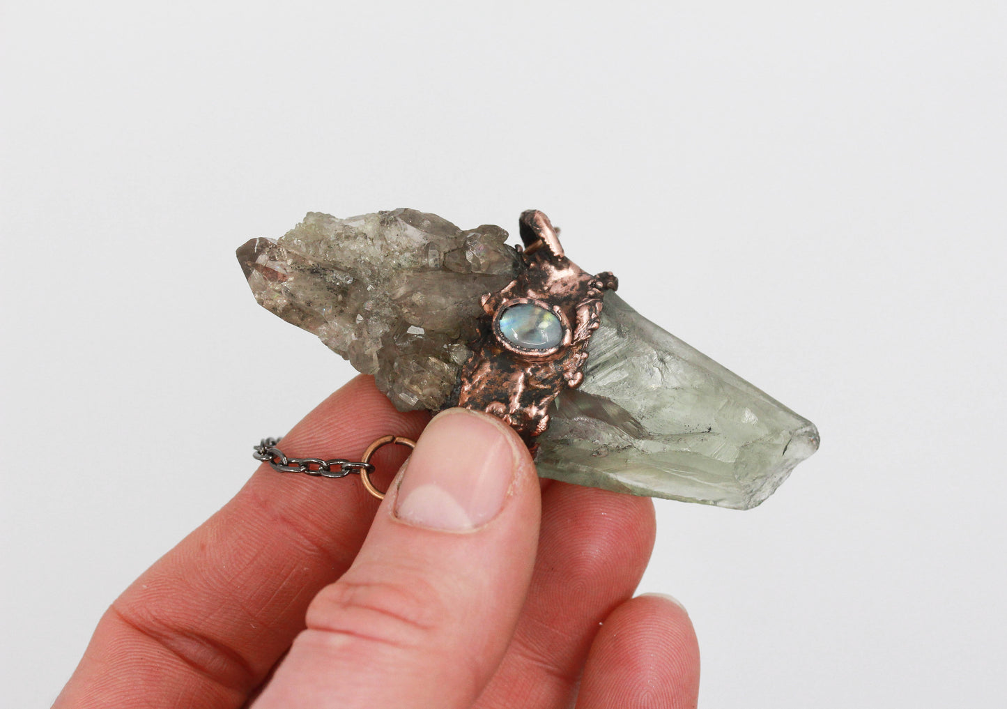 Prasiolite, Smoky Alpine Quartz & Moonstone Necklace