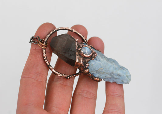 Owyhee Opal, Smoky Quartz & Moonstone Necklace