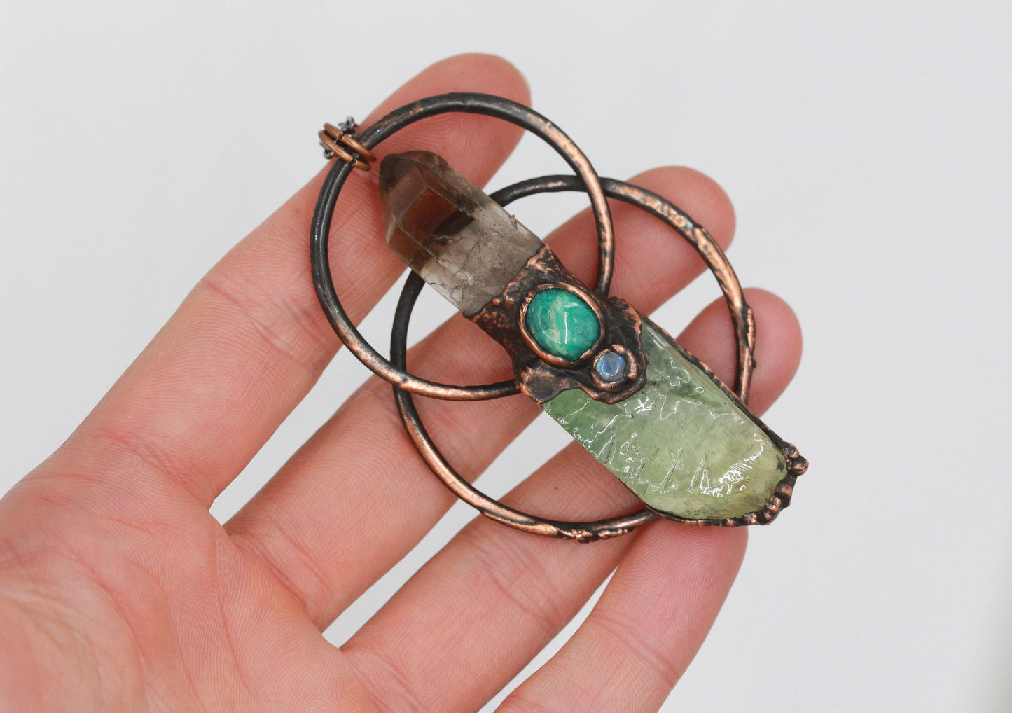 Smoky Quartz, Calcite & Amazonite Necklace