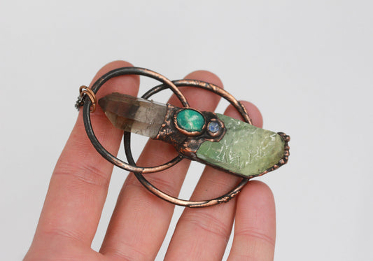 Smoky Quartz, Calcite & Amazonite Necklace