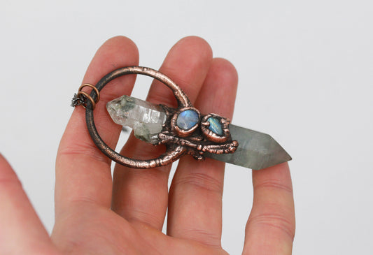 Fluorite, Quartz & Moonstone Necklace