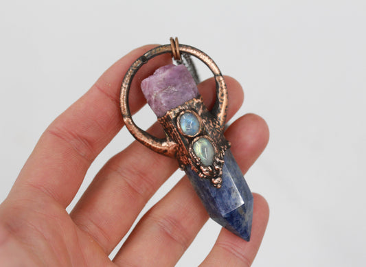 Lapis Lazuli, Ruby & Moonstone Necklace