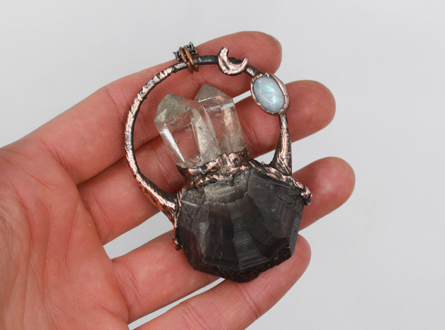Amethyst & Quartz Moon Necklace