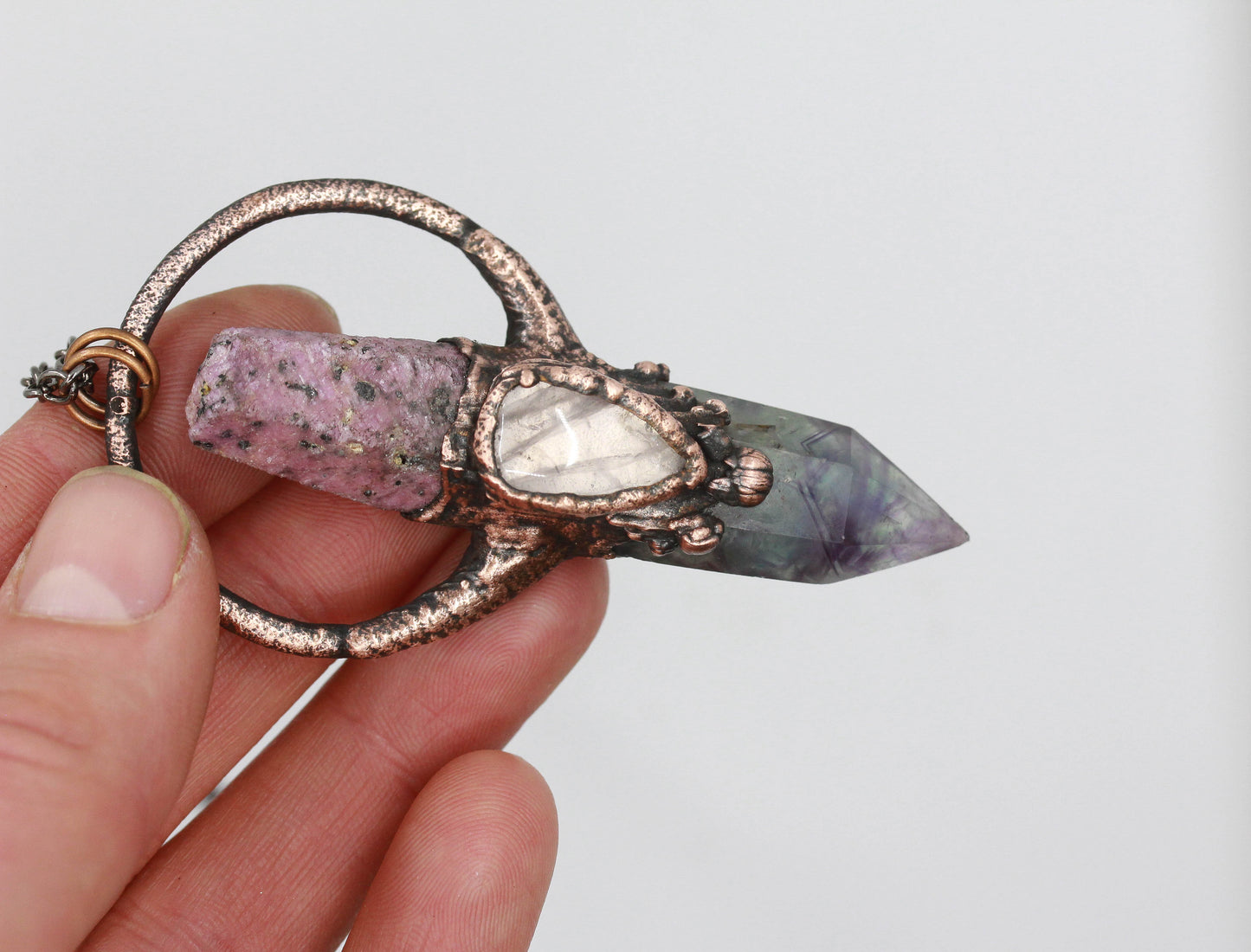 Fluorite, Ruby & Rose Quartz Necklace