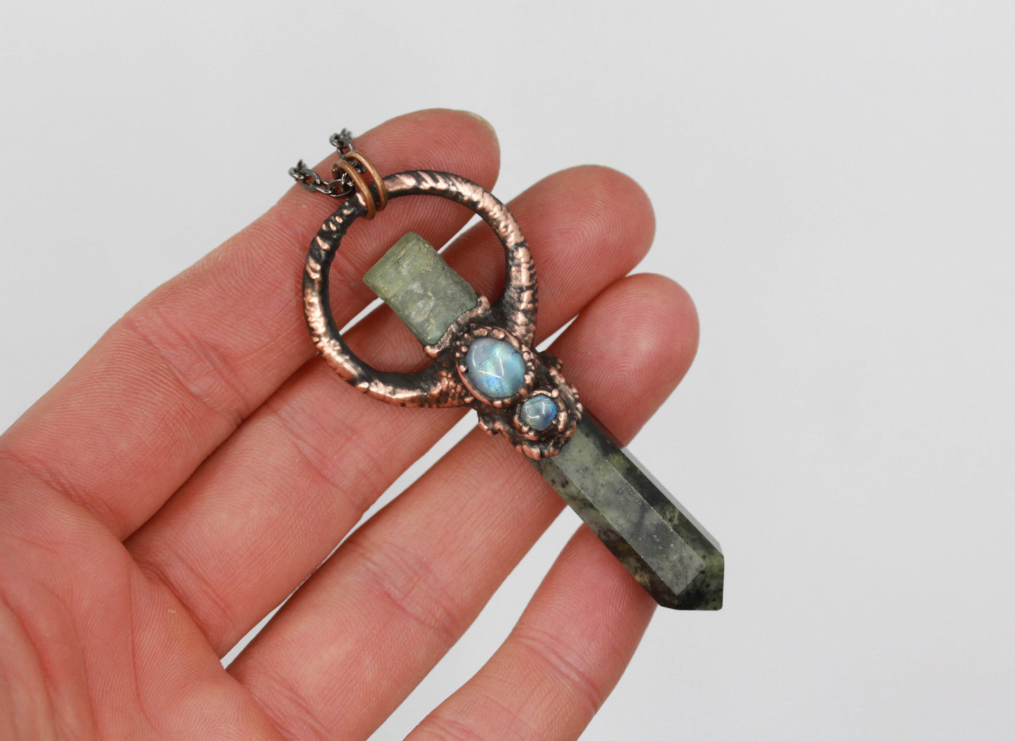 Kambaba Jasper, Kyanite & Moonstone Necklace