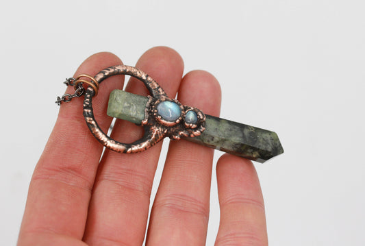 Kambaba Jasper, Kyanite & Moonstone Necklace