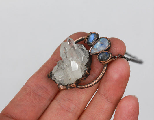 Quartz, Labradorite & Moonstone Necklace