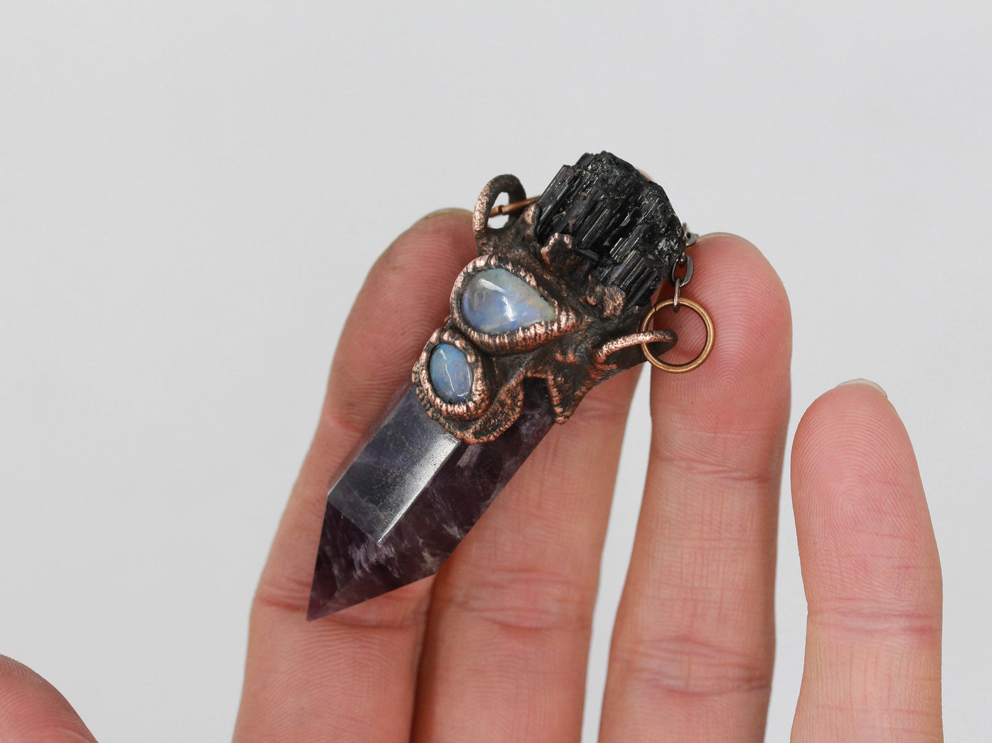 Amethyst, Tourmaline & Moonstone Necklace