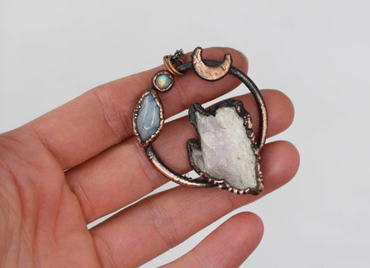 Kunzite & Moonstone Moon Necklace