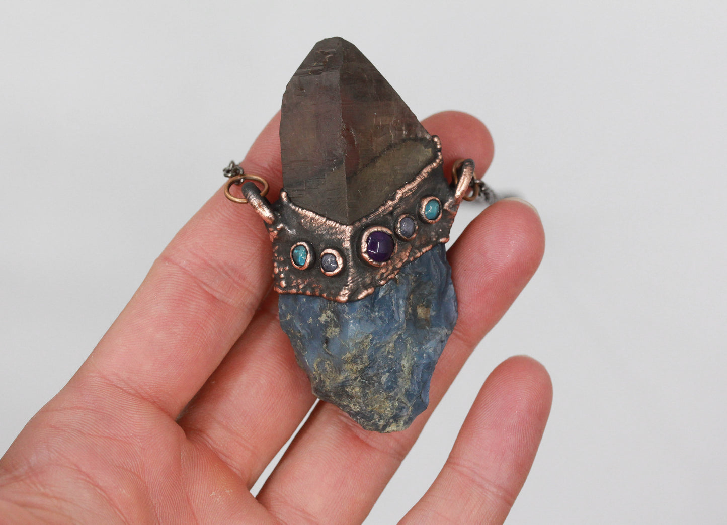 Smoky Quartz & Owyhee Opal Necklace