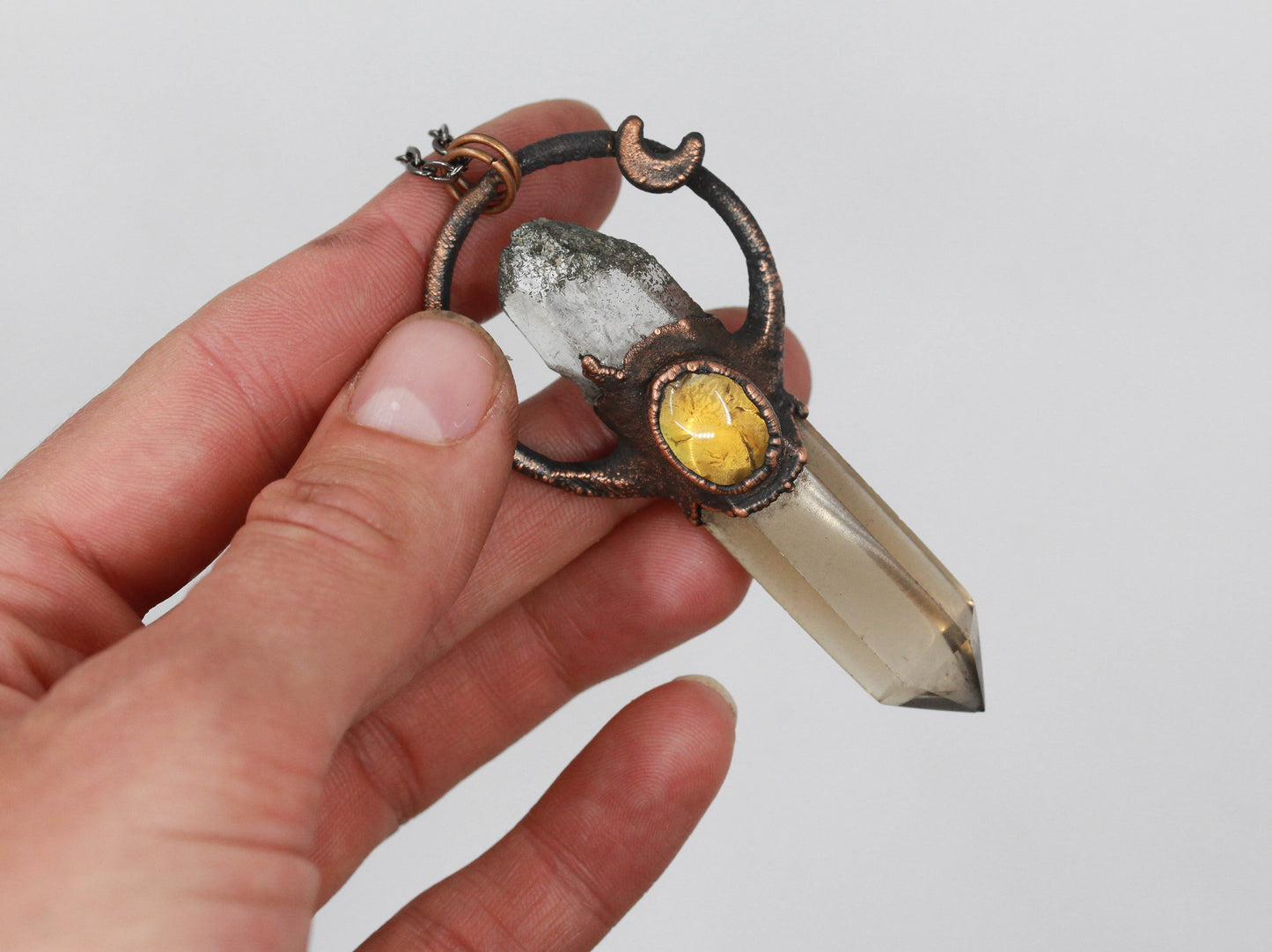 Smoky Quartz, Epidote Quartz & Citrine Necklace