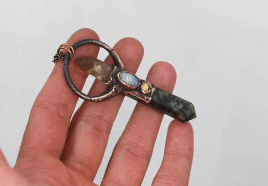 Kambaba Jasper, Smoky Quartz & Moonstone Necklace