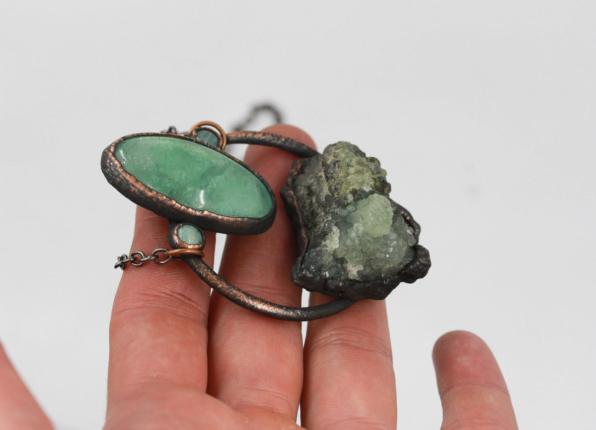 Prehnite, Fluorite & Amazonite Neckace