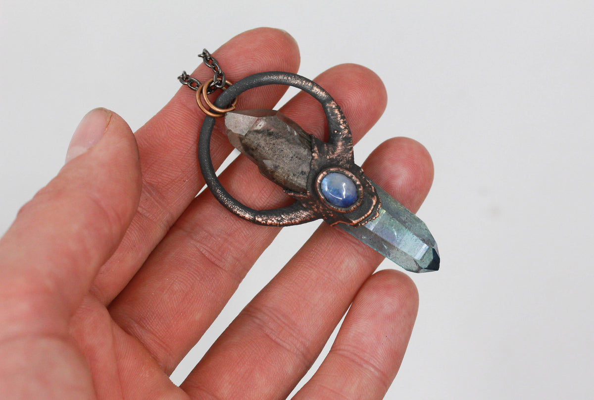 Aqua Aura Quartz & Inclusion Quartz Necklace