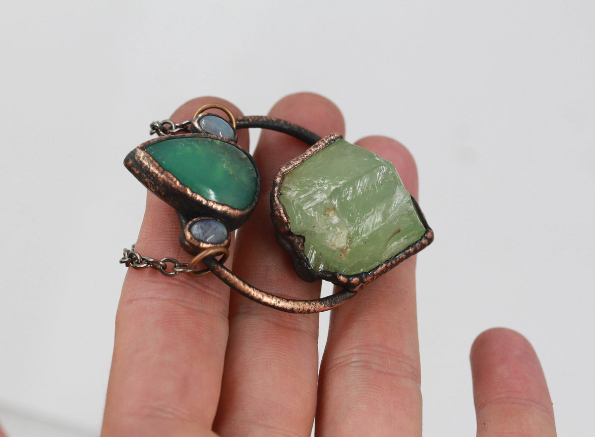 Calcite, Chrysoprase & Moonstone Necklace