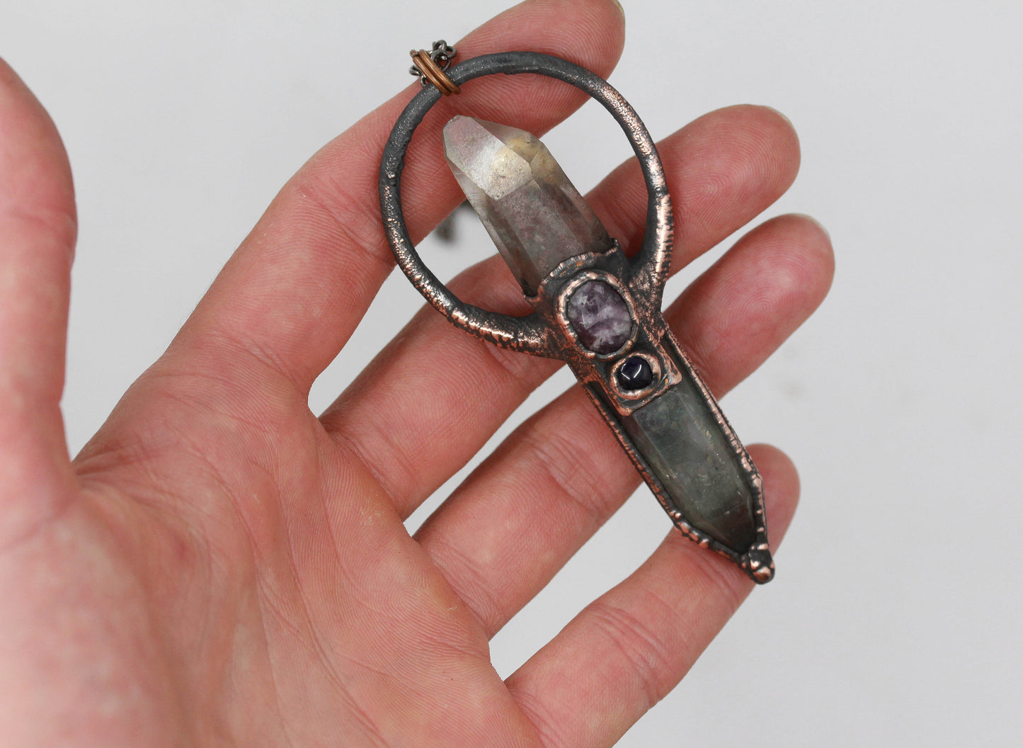 Fluorite, Phantom Quartz & Lepidolite Necklace