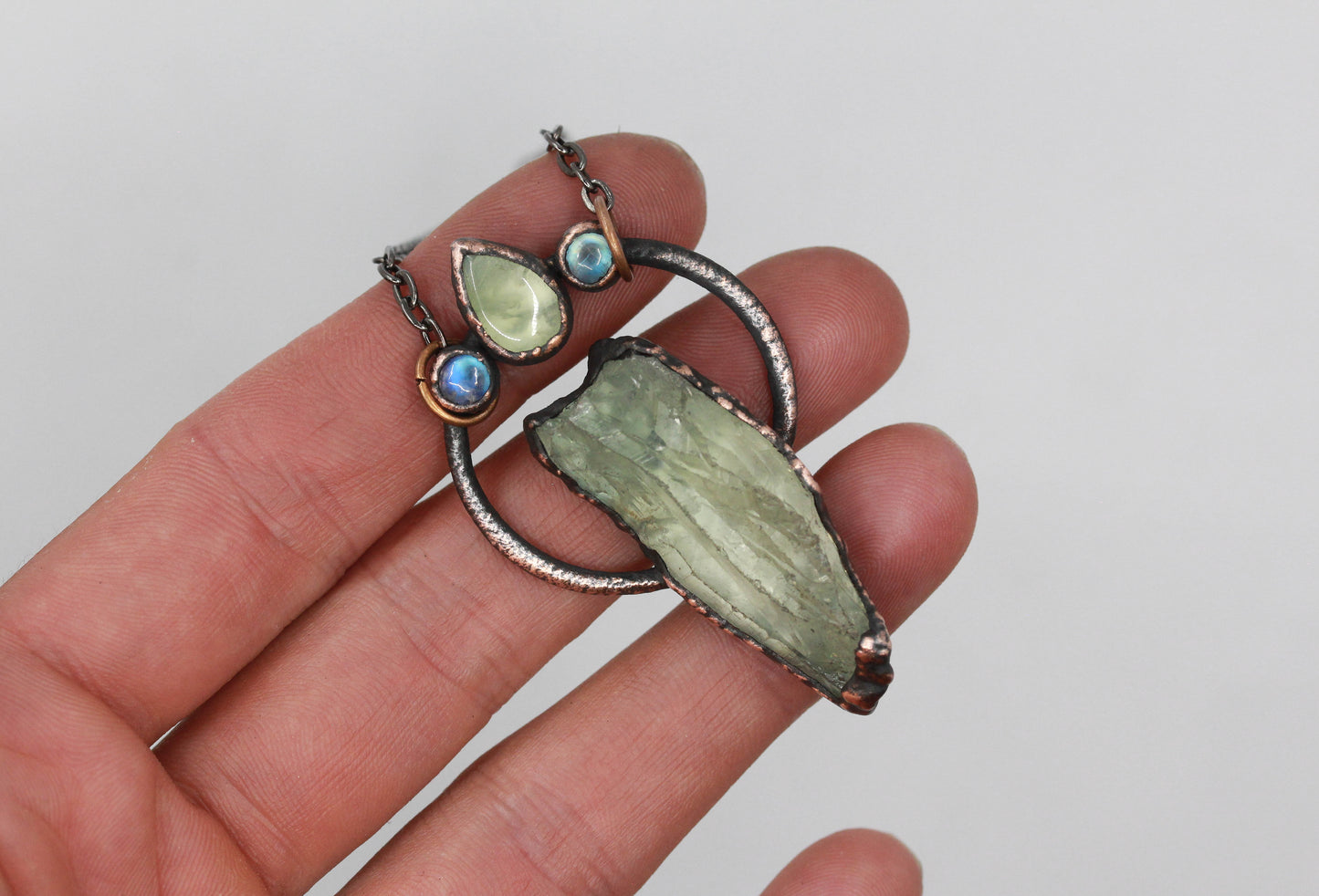 Prasiolite, Prehnite & Moonstone Necklace