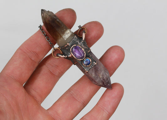 Amethyst, Smoky Quartz & Moonstone Necklace