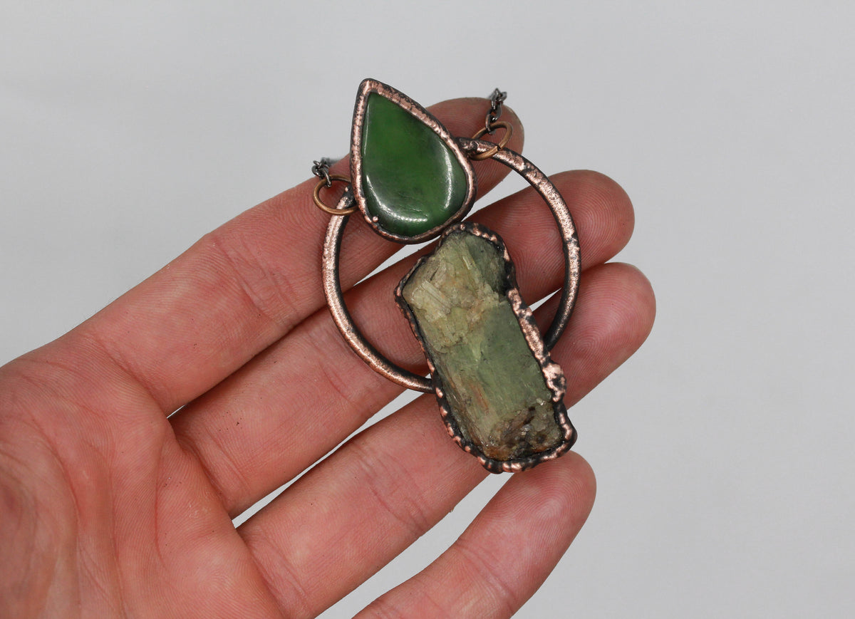 Green Kyanite & Serpentine Necklace