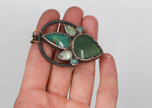 Serpentine, Chrysoprase, Prehnite & Amazonite Necklace