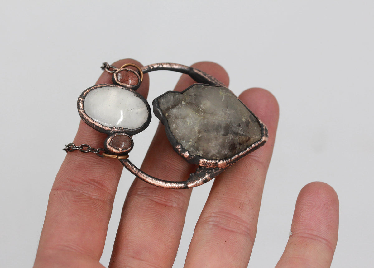 Smoky Amethyst, Rose Quartz & Strawberry Quartz Necklace