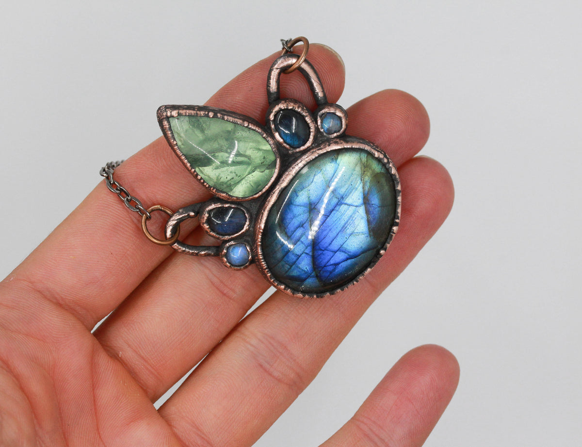 Fluorite, Moonstone & Labradorite Necklace