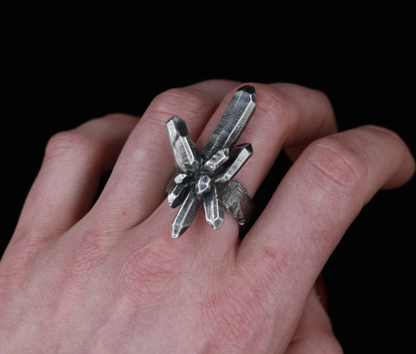 Sterling Silver Crystal Cluster Ring