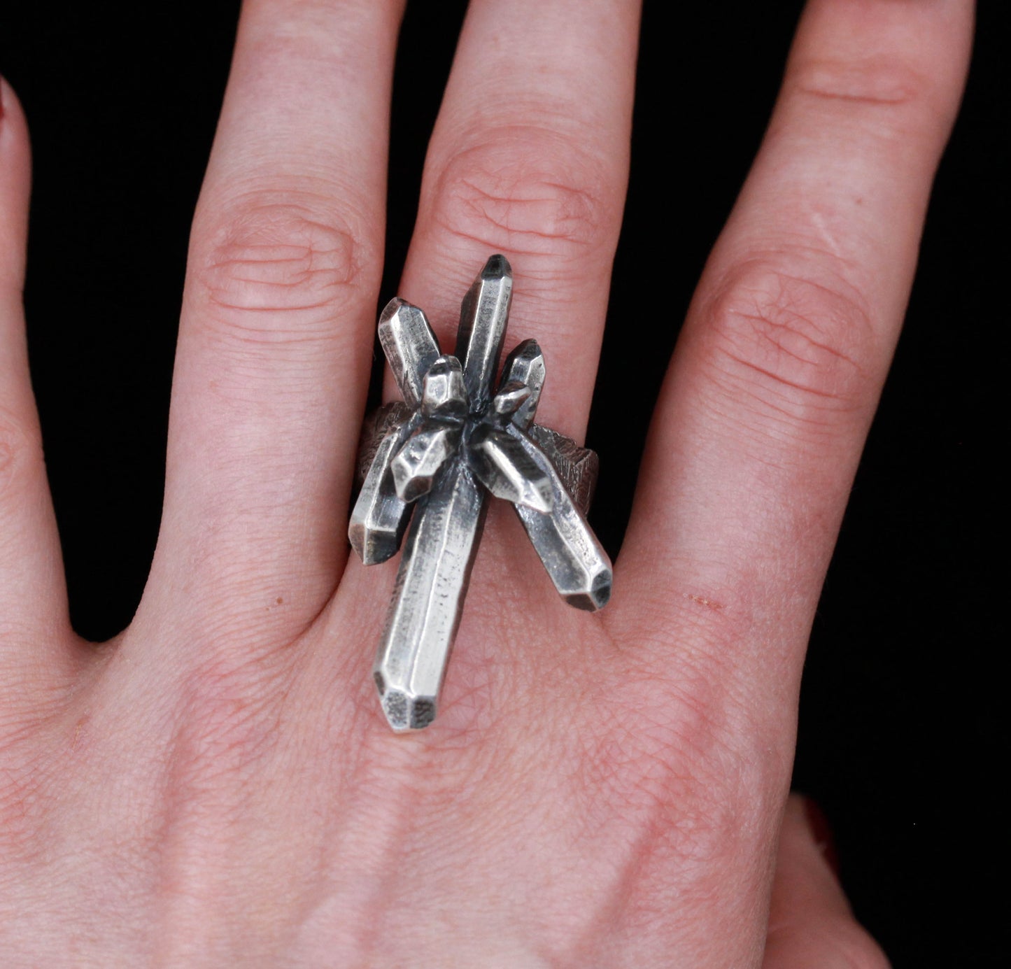 Sterling Silver Crystal Cluster Ring
