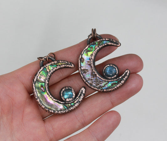 Abalone Shell & Labradorite Moon Necklace