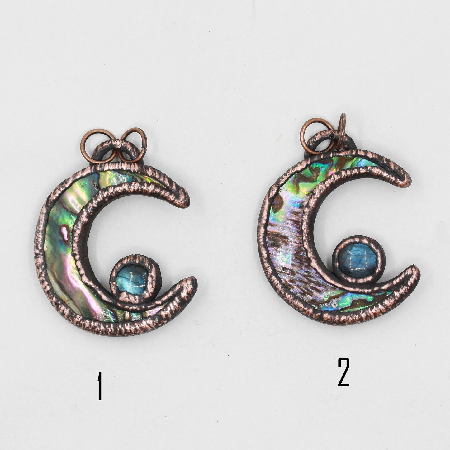Abalone Shell & Labradorite Moon Necklace