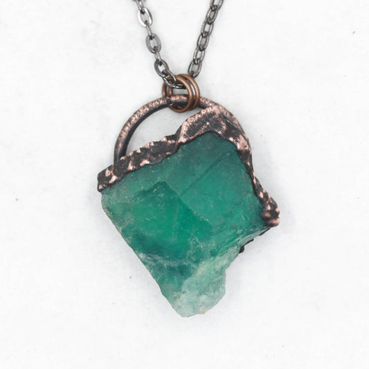 Raw Fluorite Crystal Necklace