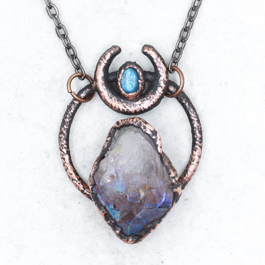 Aura Amethyst & Moonstone Moon Necklace