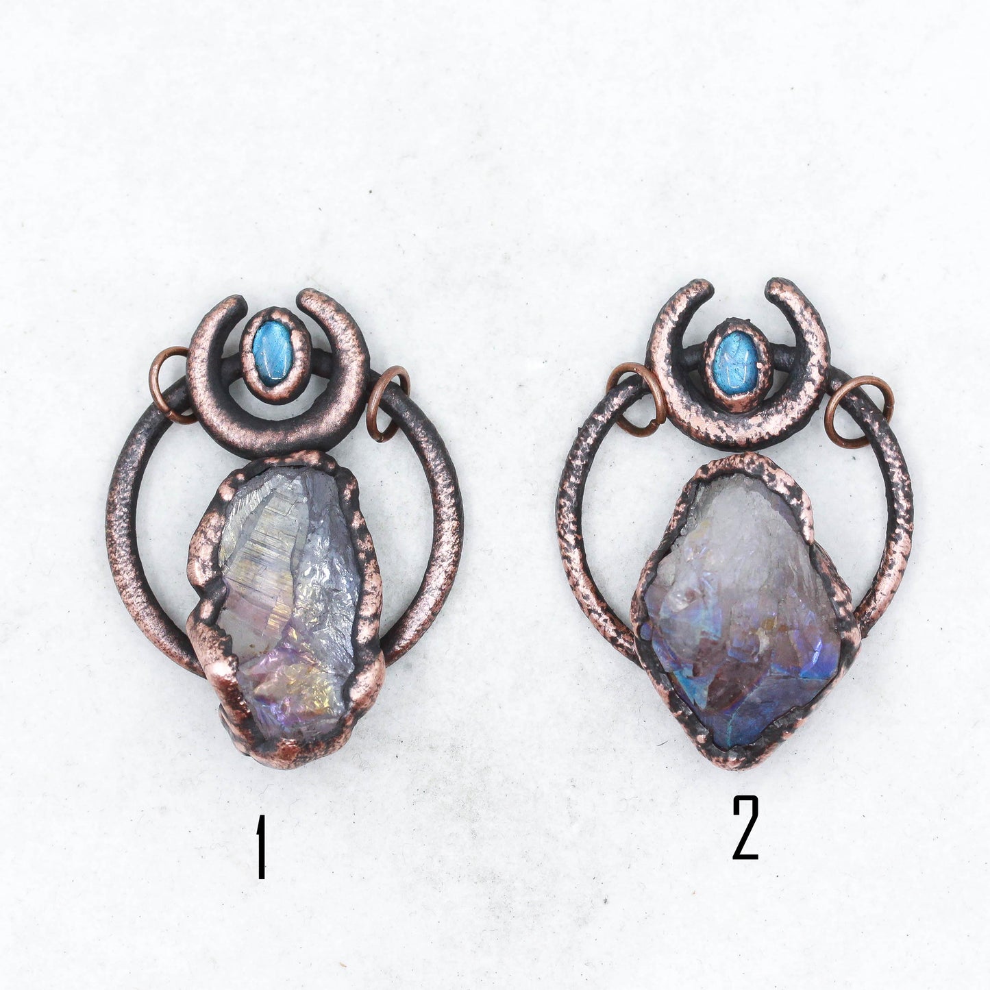 Aura Amethyst & Moonstone Moon Necklace
