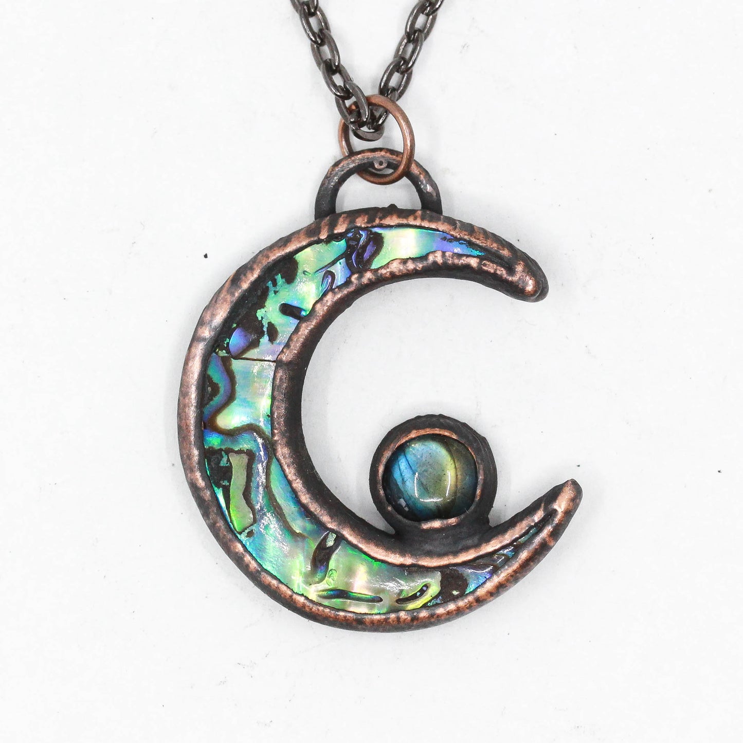 Abalone Shell & Labradorite Moon Necklace