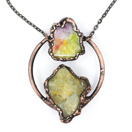 Green Opal & Solar Quartz Necklace