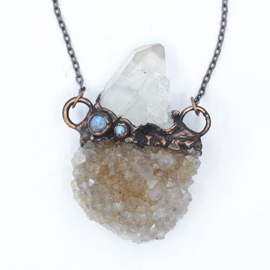 Amethyst, Moonstone & Quartz Necklace