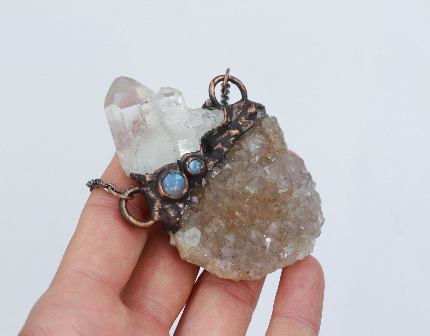Amethyst, Moonstone & Quartz Necklace