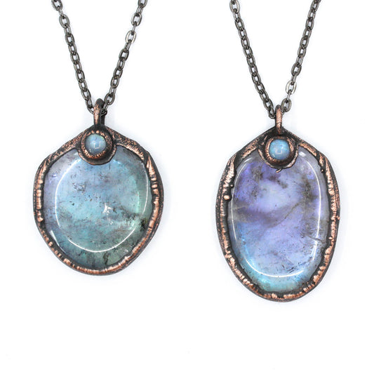 Amethyst Aura & Moonstone Necklace