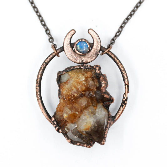 Spirit Quartz & Moonstone Moon Necklace