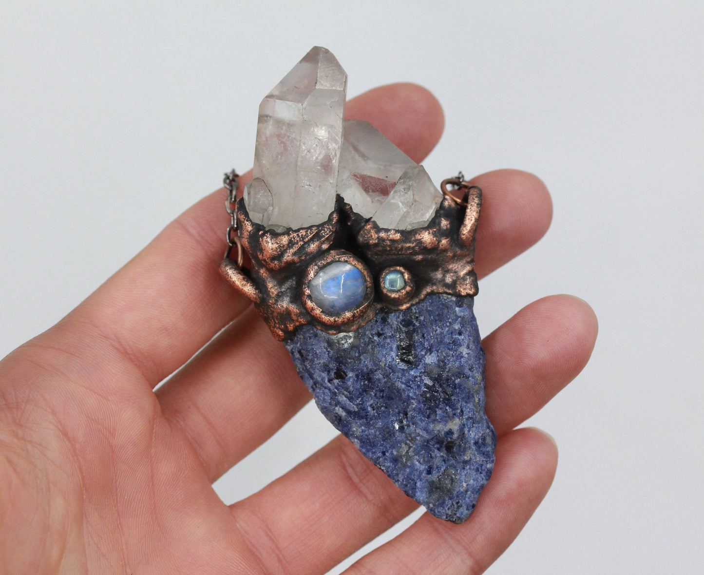 Sodalite, Quartz & Moonstone Necklace