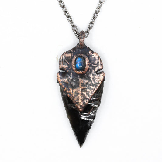 Obsidian Arrowhead & Labradorite Necklace