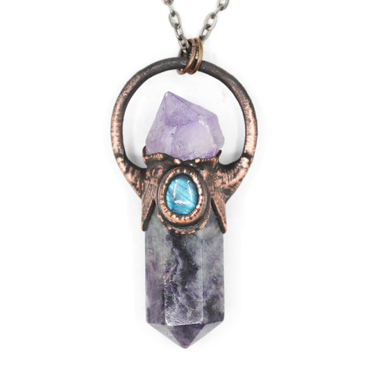 Fluorite, Amethyst & Labradorite Necklace