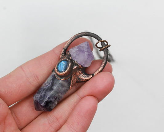 Fluorite, Amethyst & Labradorite Necklace