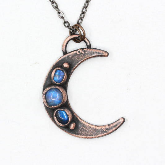 Moonstone Moon Necklace