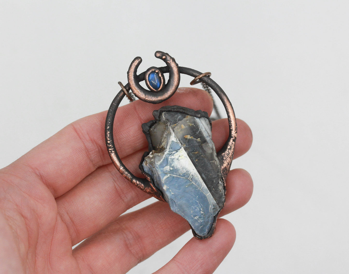Owyhee Opal & Labradorite Moon Necklace