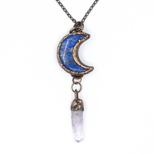 Lapis Lazuli Moon & Vera Cruz Amethyst Neckace