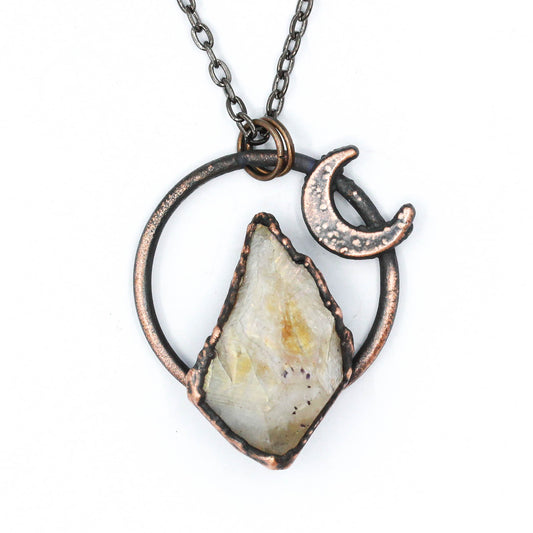 Aura Citrine Moon Necklace