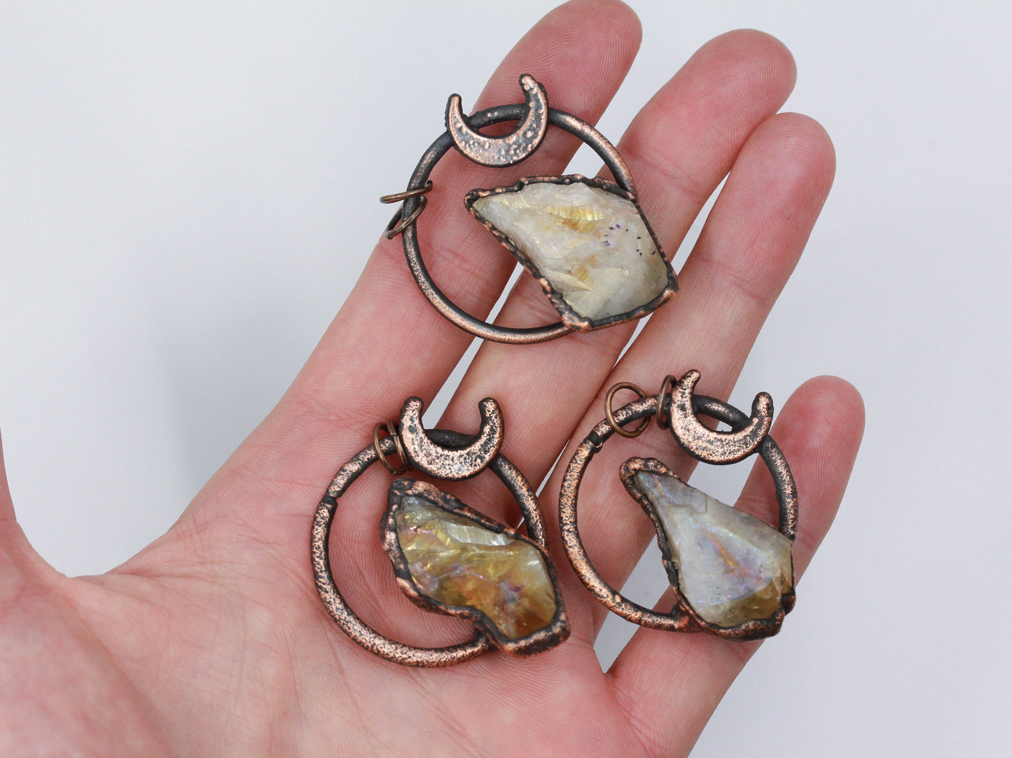 Aura Citrine Moon Necklace