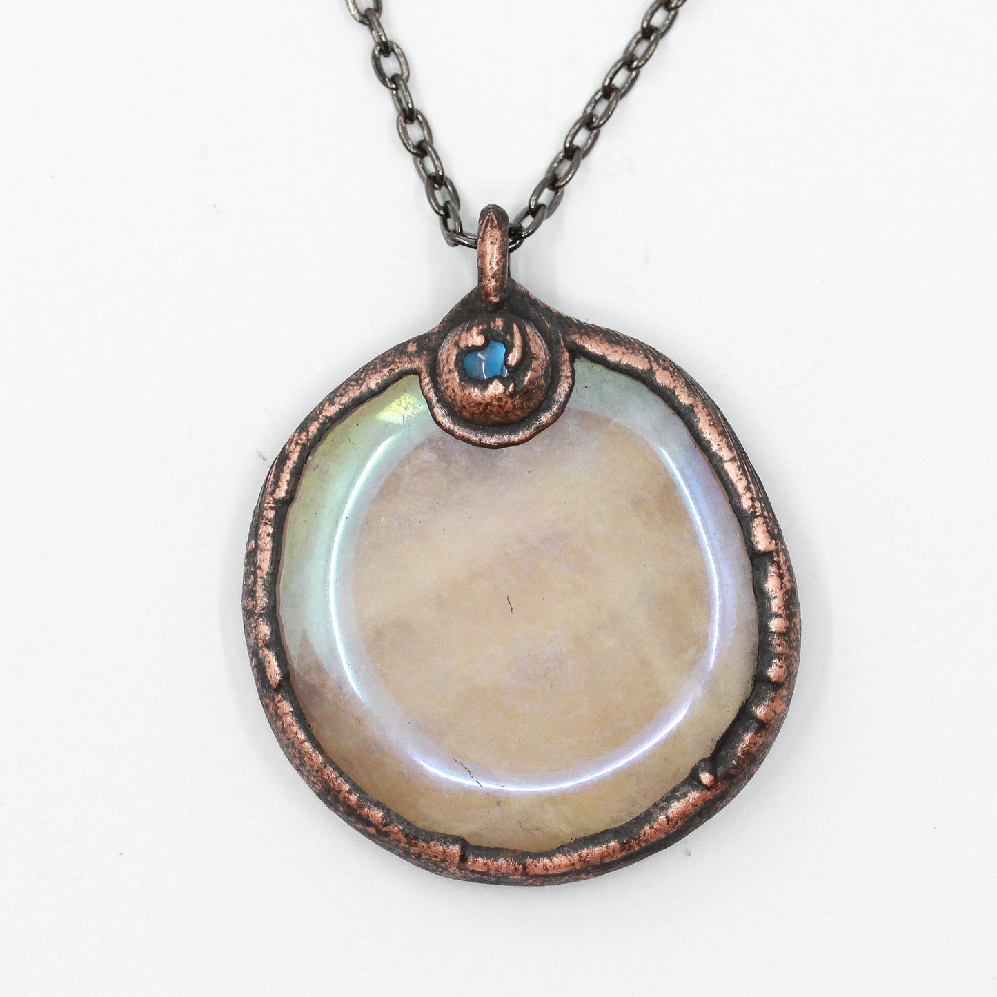 Aura Rose Quartz & Moonstone Palmstone Necklace